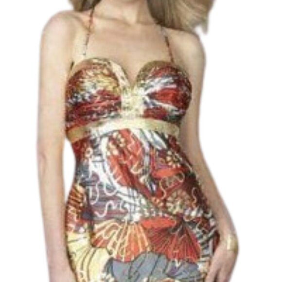 NWT La Femme 14125SC Cocktail Dress Polyester Red Size 10 - Picture 2 of 6